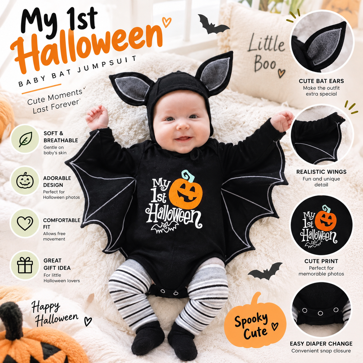 Baby Halloween Bat Costume By Difero